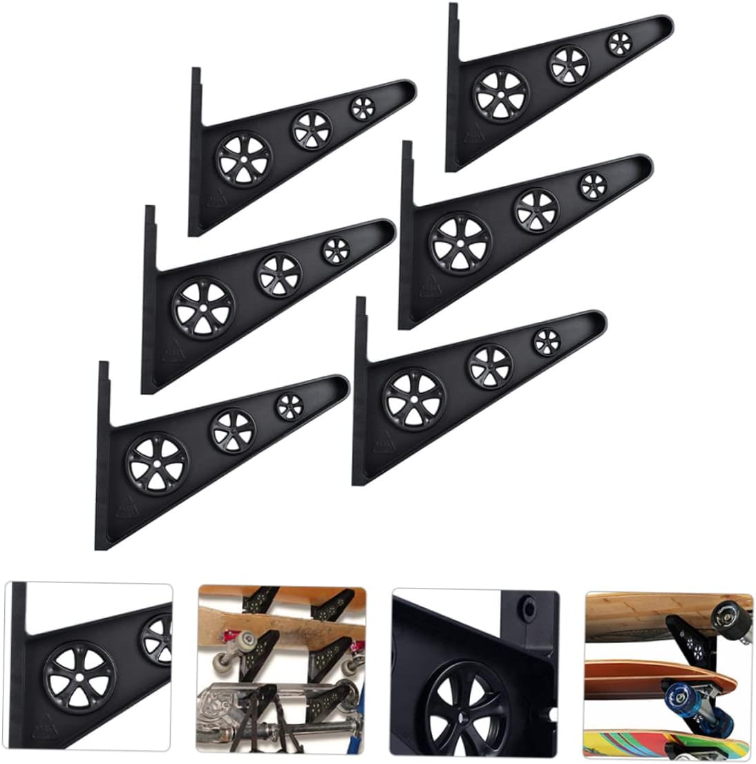 YARNOW 6pcs Wall Mount Skateboard Rack Storage Shelf Pp Plastic for Garage Snowboard Helmet