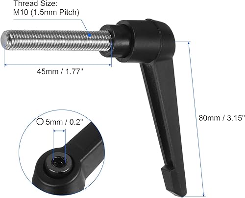 Miniatura 61 de uxcell 2 manijas de palanca de sujeción, M8 x 3.150 in, perno macho roscado de acero inoxidable 304, asas ajustables de bloqueo de trinquete