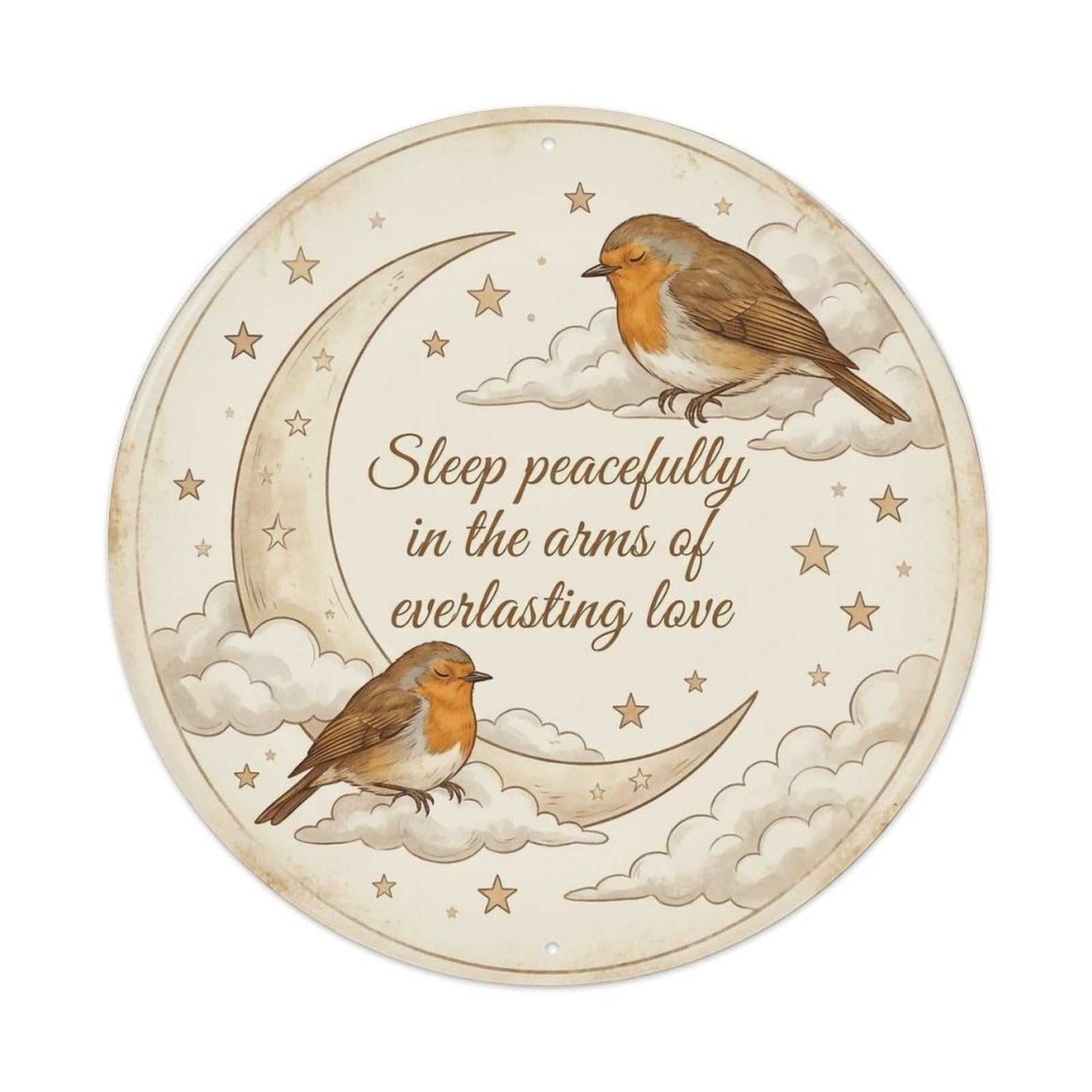 Okahys 8X8inch(20X20cm) European Robin Garden Sign Heaven Love Sleep Metal Tin Sign