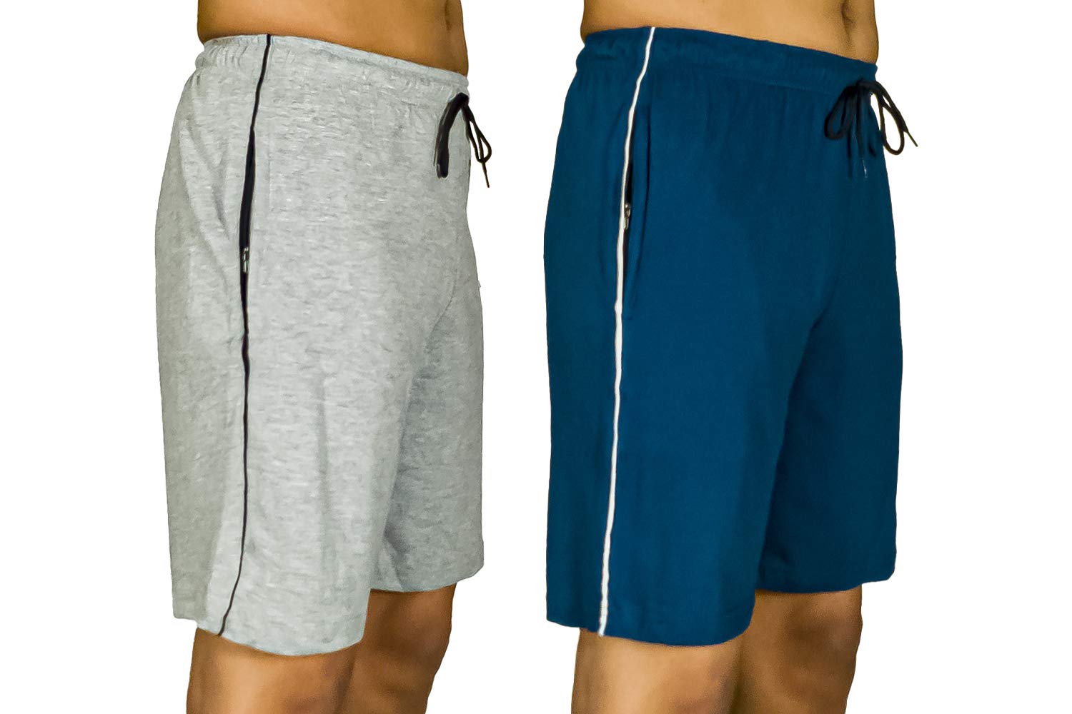 0-degree Men's Regular Fit Shorts with Zip Pocket 30-32 Inch Waist Combo Pack of 2 Melange Blue-picture-14