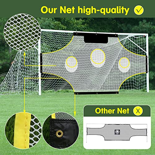Vancl Soccer Goal Target Training Nets With 7 Highlighted Yellow Scoring Zones Sturdy Portable Training Equipment For Shooting - 11X6Ft/17X6.6Ft/24X8Ft Soccer Training Aide With Carrying Bag[No Goal] #TOP4