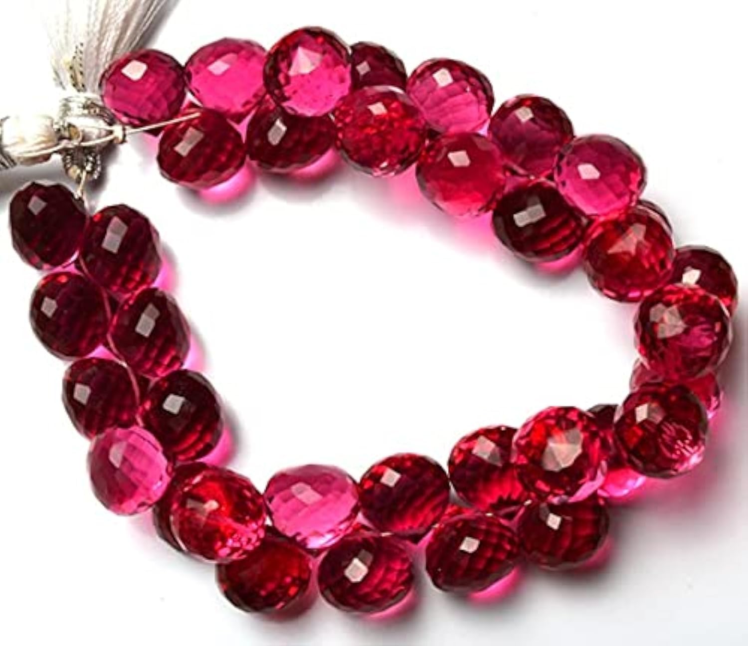 Quartz rubellite oignon 10mm briolette facettée pour réparer un bijou