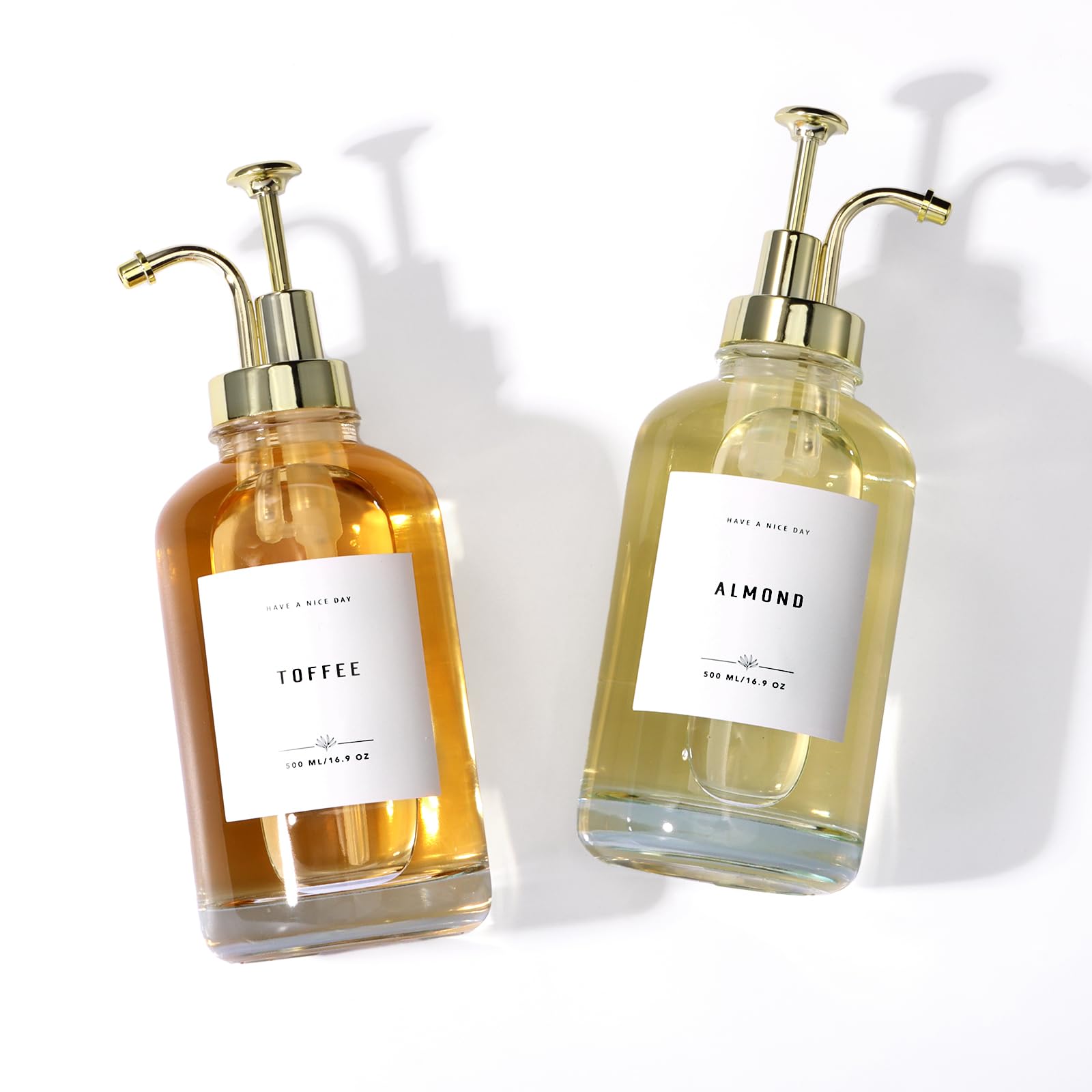 Coffee Syrup Dispenser Set with Bamboo Tray, 16.9 oz 500 ml Glass Syrup