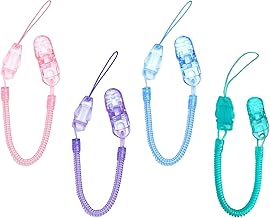[Meltryllis] コイルストラップ カールコード 伸びるストラップ 4本セット スマホ 伸びるストラップ 携帯スト 鍵 定期券 USB おしゃぶり ホイッスル マスコット用 落下防止 シンプルクリップ付き