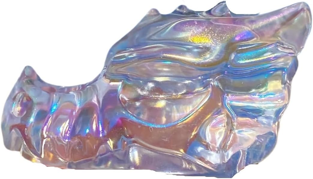 1PC 7cm Rainbow Titanium Aura Dragon Head Skull Bohemian Style