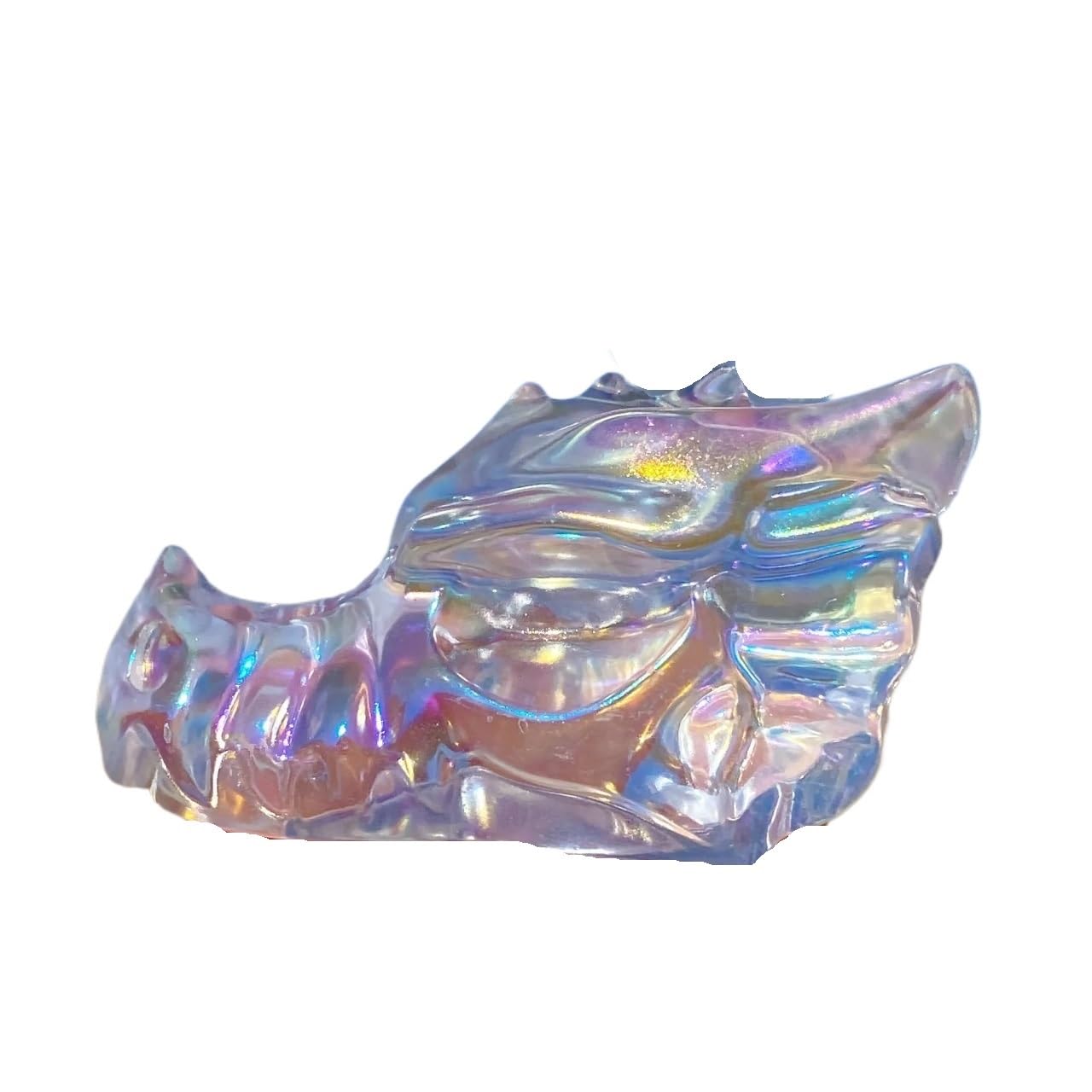 YLQUXEUV 1PC 7cm Rainbow Titanium Aura Dragon Head Skull Bohemian Style