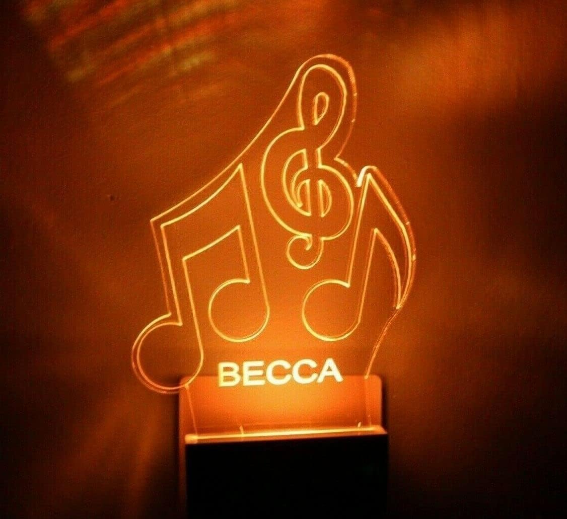 Triple Music Notes Night Light Multi Color Personalized LED Plug-in, Ultra Slim Smooth-Touch With Smart Dusk to Dawn Sensor, Energy Efficient Home Decor Ideal For Any Room or Hallway, Great Gift