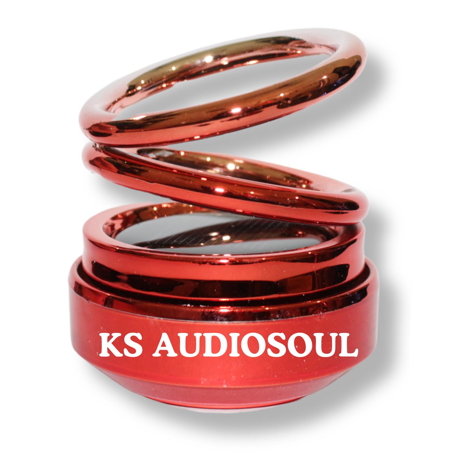 KS AUDIOSOUL Solar ring 360 degree rotation illusion effect Diffuser/Dispenser, Auto Rotation | For Car Dashboard with Perfume liquid & Organic Fragrance (Red)