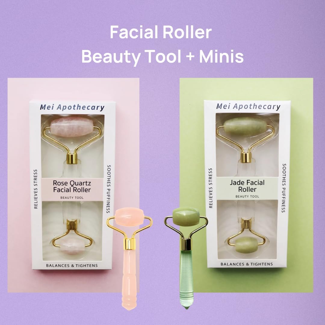 Mei Apothecary Rose Quartz Facial Roller, Authentic Face Roller for Puffiness, Depuffing Eye Roller & Face Massage Tool - Image 6