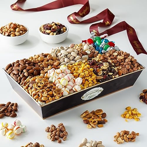 Broadway Basketeers Sympathy Nuts Gift Basket – Premium Nuts & Sweets Snack Assortment – Corporate Bereavement Care Package – Sympathy Gift Baskets for Adults, Colleagues & Clients
