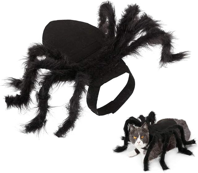 Lifreer Halloween Spider Pet Costumes, Dog Spider Costume, Dog Outfits Plush Spider Cosplay for Cat and Dog Halloween Party Cosplay Costume, Small Size