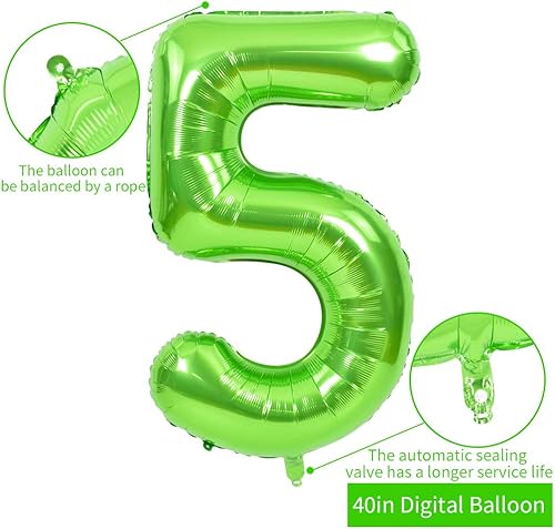 Miniatura 8 de TONIFUL Globos grandes de 40 pulgadas con números verdes número 21 dígitos 21, globos de helio, globos de aluminio de Mylar con números grandes para