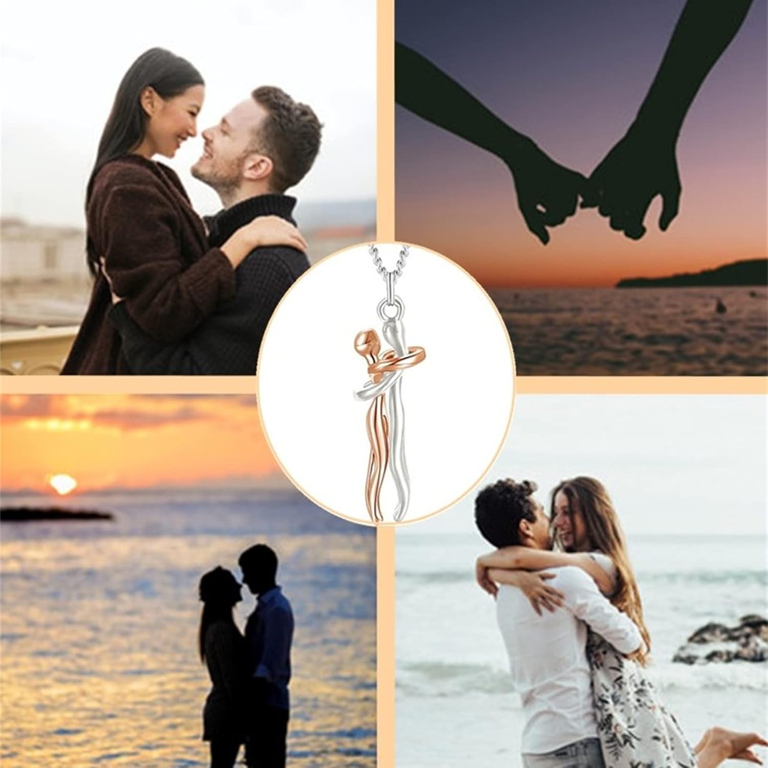 Hug Necklace, Couples Necklace for Him and Her, the Tale of Two Lovers Necklace Jewelry Pendant Necklace, Affectionate Hug Necklace Couple for Women Men - Image 6