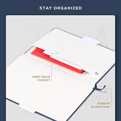 Miniatura 4 de BEECHMORE BOOKS Cuaderno de viñetas de puntos, 8.3 x 5.8 pulgadas, 112 páginas punteadas, cuero de punto cuadriculado de tapa dura, papel grueso de