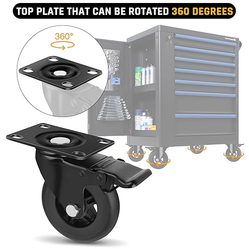 Miniatura 9 de Apllamo Ruedas giratorias de 4 pulgadas, ruedas industriales, ruedas para muebles con freno, juego de 4 ruedas resistentes. Adecuado para muebles y