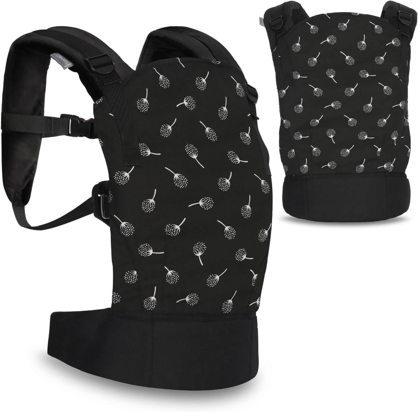 Lorelli Baby Carrier Wally with Head Support from 3 Months, Ergonomic Design, Lightweight, 100% Cotton, Ultra Soft, Adjustable Straps, Easy to Wear, Forward Facing, Face to Face, Black