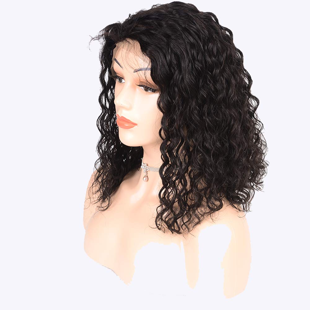 13x4 Glueless Lace Bob Wig Brazilian Remy Hair Water Wave Lace Front Human Hair Wigs For Black Women Wet and Wavy Lace Front Wig (8 inch, Water Wave)