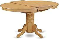 Vista 6 de East West Furniture AVAT5-OAK-C - Juego de mesa de cocina de 5 piezas para 4 personas, incluye una mesa de comedor ovalada con hojas de mariposa y 4