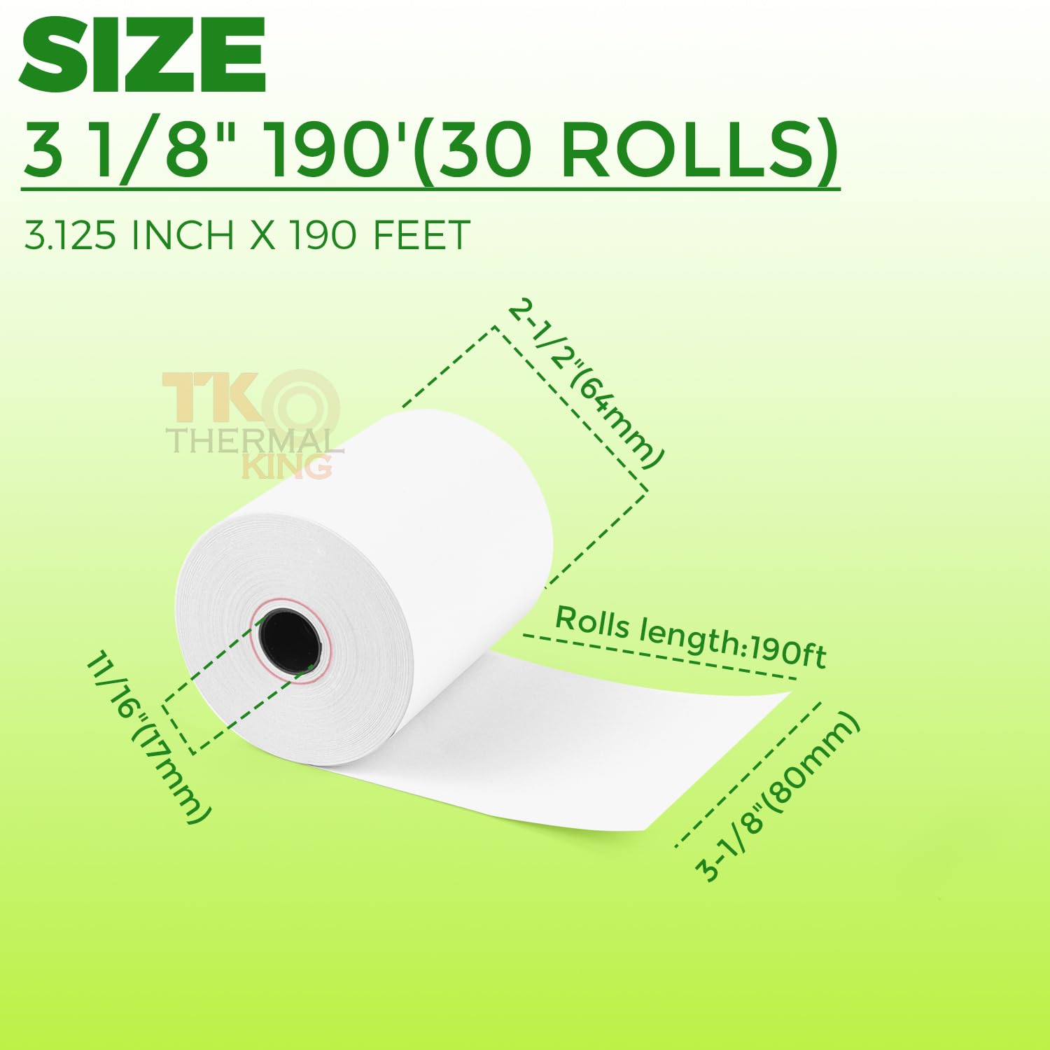 Thermopapier, Kassenrollen, 8,9 cm x 50 m, passend für alle Kreditkarten-Terminal-Drucker, Kreditkartenpapier, Kassenpapier, Weiß, 30 Rollen