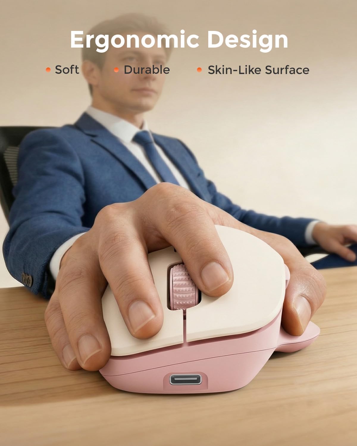 DAREU Wireless Mouse for Small to Medium Sized Hands, Silent Click, USB-C Rechargeable Wireless Mouse, Computer Mouse with 6 Buttons, [USB+BT1+BT2] 3 Devices for Laptop, PC, iPad, Mac - Pink