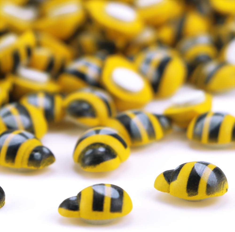 Newbested 300 PCS Tiny Self-Adhesive Wood Bees,Flatback Embellishment Wood Bumble for Scrapbooking DIY Craft Decor