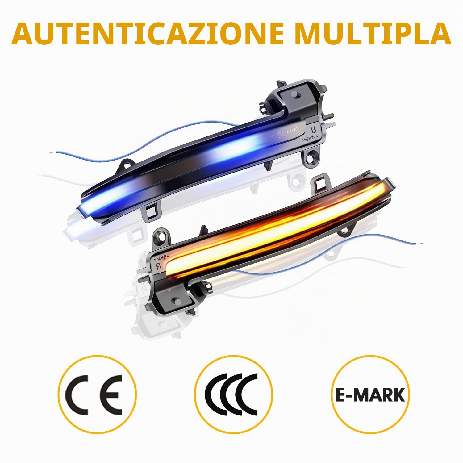 Indicatori di Direzione Per F20 F21 F22 F23 F30 F31 F32 F33 F36 X1 E84 i3 M2 F87 Indicatore Laterale Dinamico Luce, Indicatore Sequenziale Dello Specchio,Blu e Giallo,2 Lampade