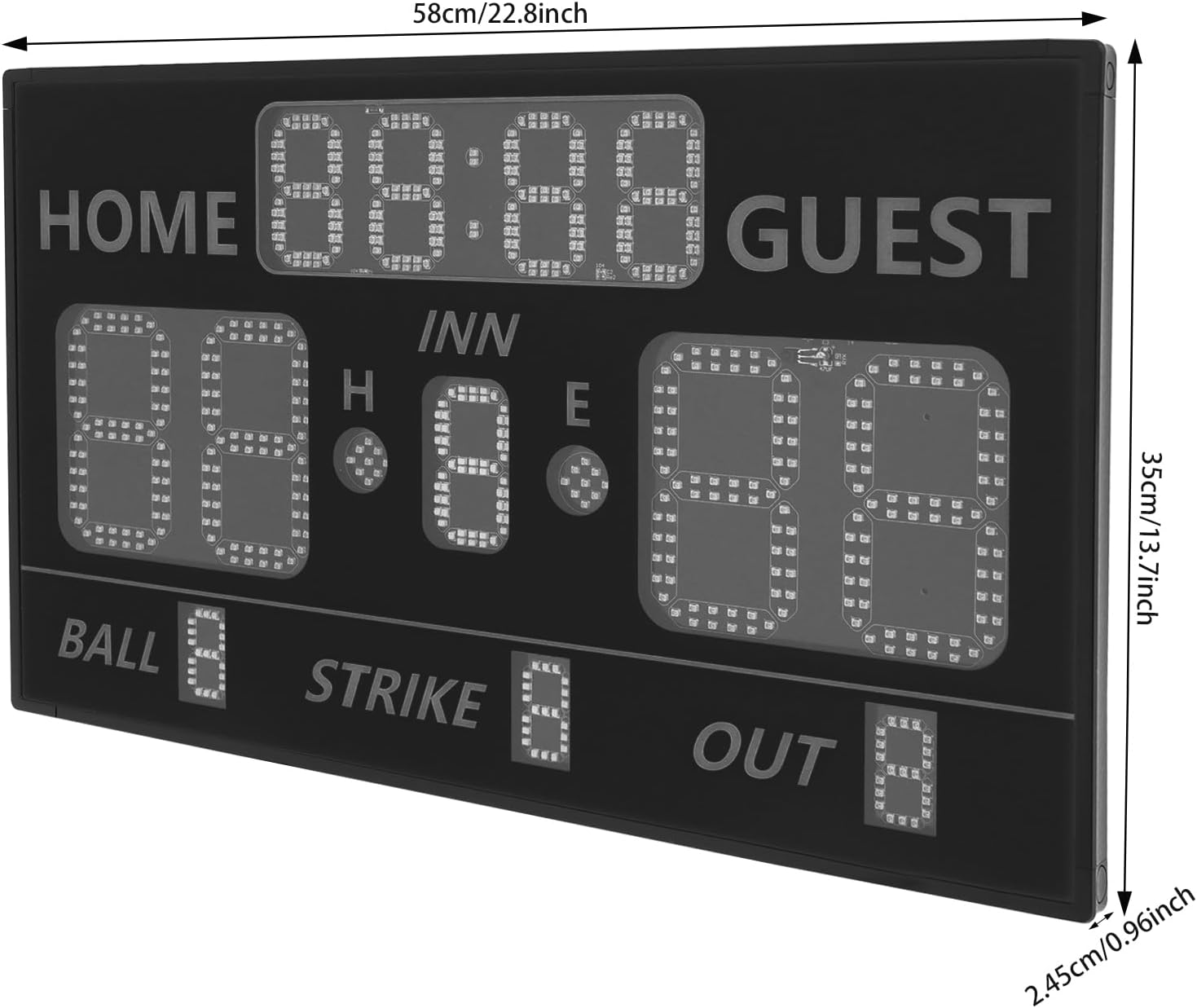 LED Baseball Scoreboard, Electronic Softball Score Keeper with Remote Base Bracket, Portable High-Light Digital Baseball Scoreboard with Innings Balls Strikes Outs Outdoor