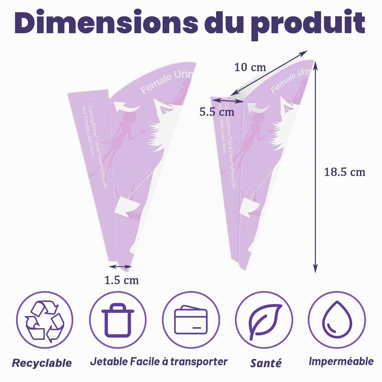 Lot de 30 Urinaux Féminins en Papier Portable, Urinoir Femme pour Pisser Debout, Dispositif Hygiénique de Pipi Debout en Randonnée, Camping & Voyage