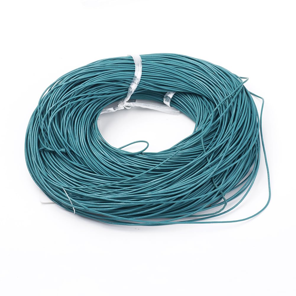 Cordini in Pelle 1mm 1.5mm 2mm Rotondo Vera Pelle Bovina Cordoncino Corda Corda Materiale for Fare Gioielli Fai da Te 100m (Color : Sky Blue, Size : 1mm)