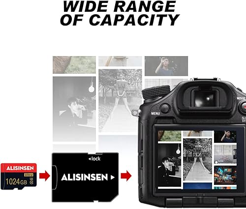 Miniatura 4 de Tarjeta Micro SD de 1 TB con adaptador de tarjeta SD, tarjeta de memoria micro SD de 1 TB clase 10 para cámara de alta velocidad TF tarjeta para