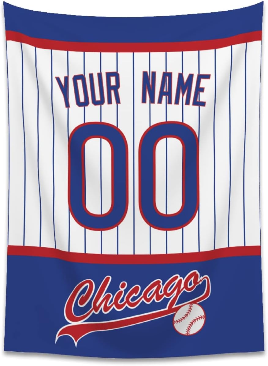 ANTKING Chicago Wall Tapestry Customized Wall Art Personalized Any Name & Number Gifts for Men Fans