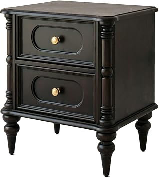Modern Nightstand with 2 Drawers End Table for Bedroom Storage Space Organize PracticalBlack