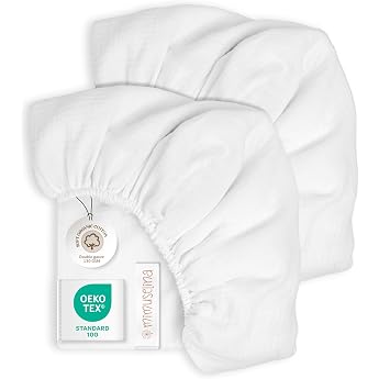 MIMUSELINA Bassinet Fitted Sheet 35 x 75 cm - Pack of 2 Bassinet Cover 75 x 35 cm Made of 100% Soft, Breathable Muslin Cotton