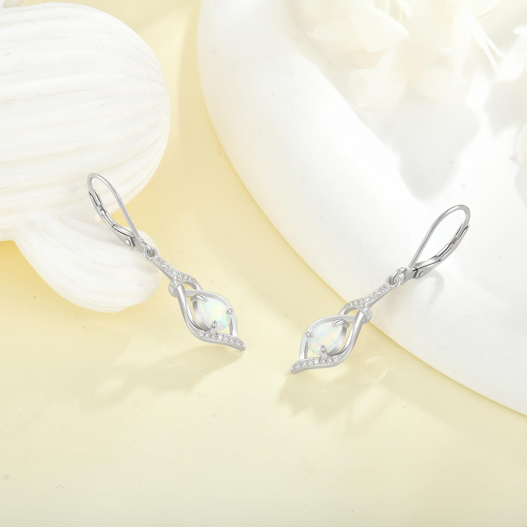 Damen Opal Ohrringe Tropfen Hängend 3A Zirkonia Geburtsstein Schmuck Muttertag Valentinstag Weihnachten Geschenke für Frauen