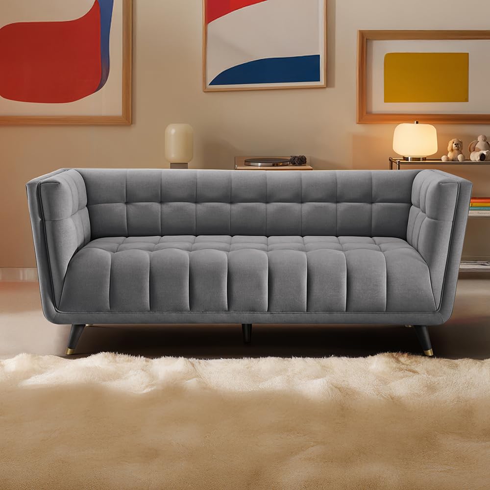 Sleepyhead Bite Designed by Duroflex - 3 Seater Sofa Set |3 Years Warranty |Premium Tufted Design |6” High-Density Foam Comfort |Stain & Water Repellent Fabric |Modern Durable Couch - Gunmetal Grey-image-2