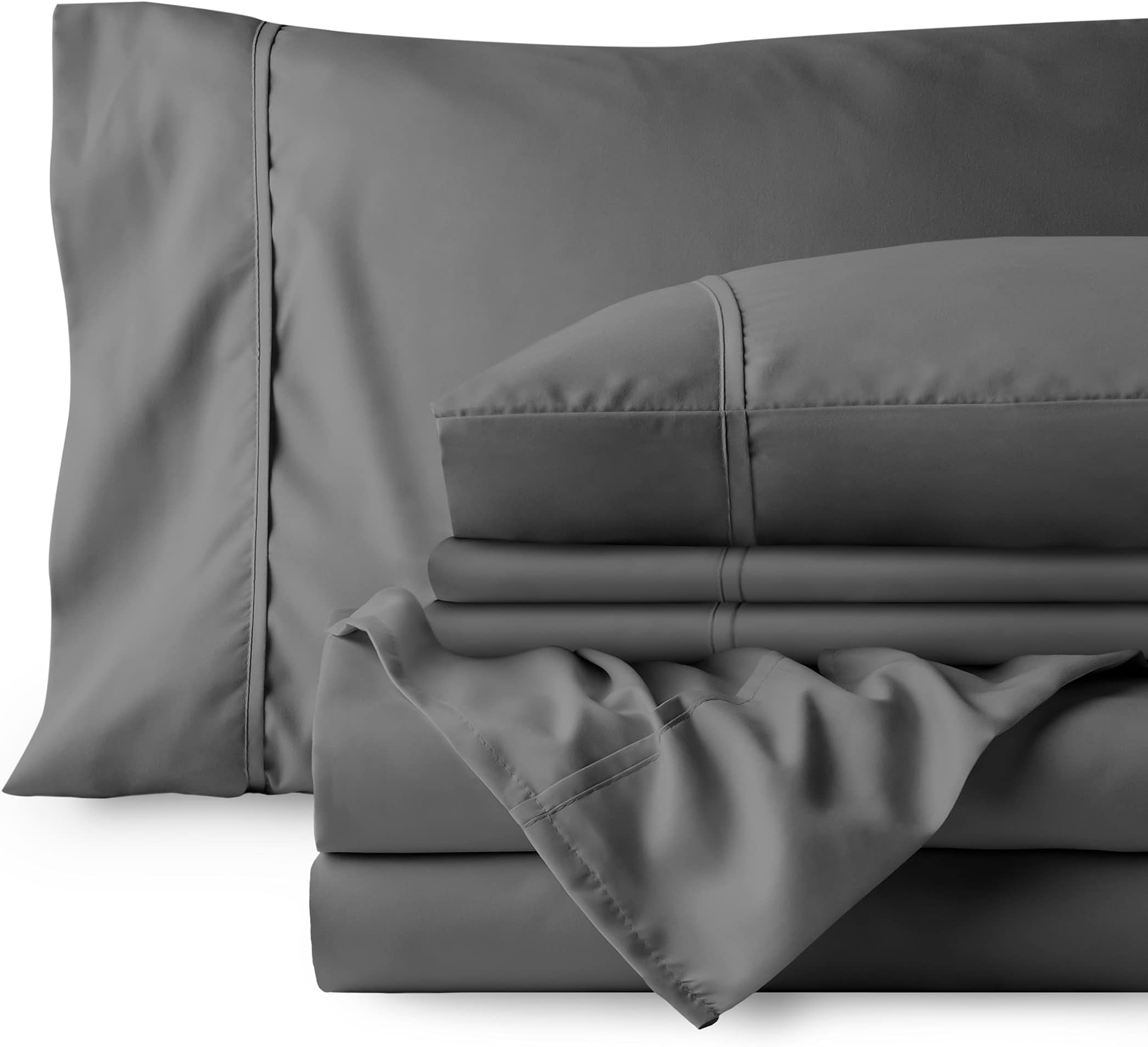 Full XL Sheet Set - 6 Piece Set - Hotel Luxury Bed Sheets - Ultra Soft - Deep Pockets - Easy Fit - Cooling & Breathable Sheets - Wrinkle Resistant - Cozy - Grey - Full Extra Long Sheets - 6 PC