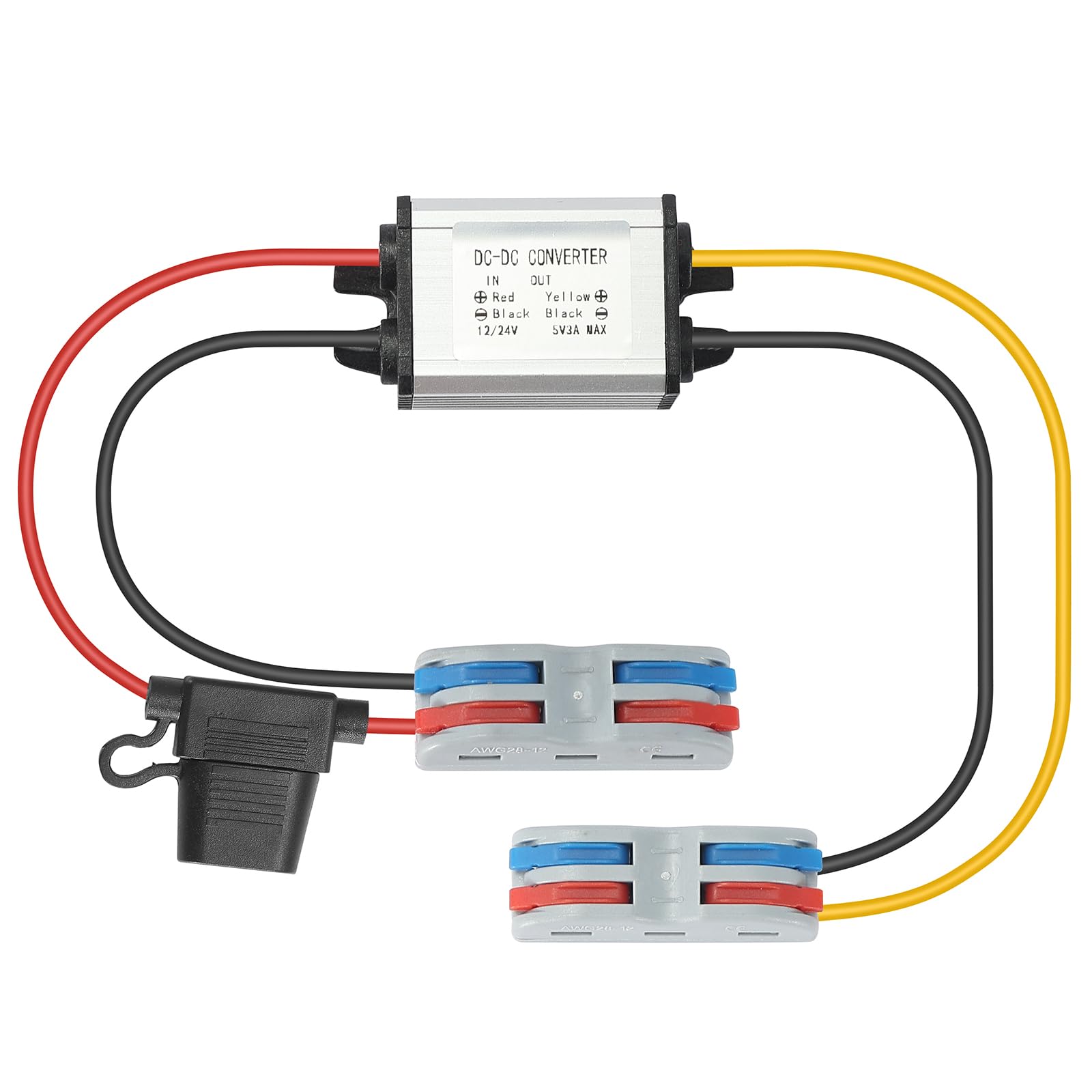 YABOANG 8-32V to 5V DC/DC Buck Converter - 12/24V to 5V3A 15W Waterproof Step Down Voltage Regulator with Fuse Protection for Marine Electronics, Off-Road LED Bars, RV Solar Systems-picture-25