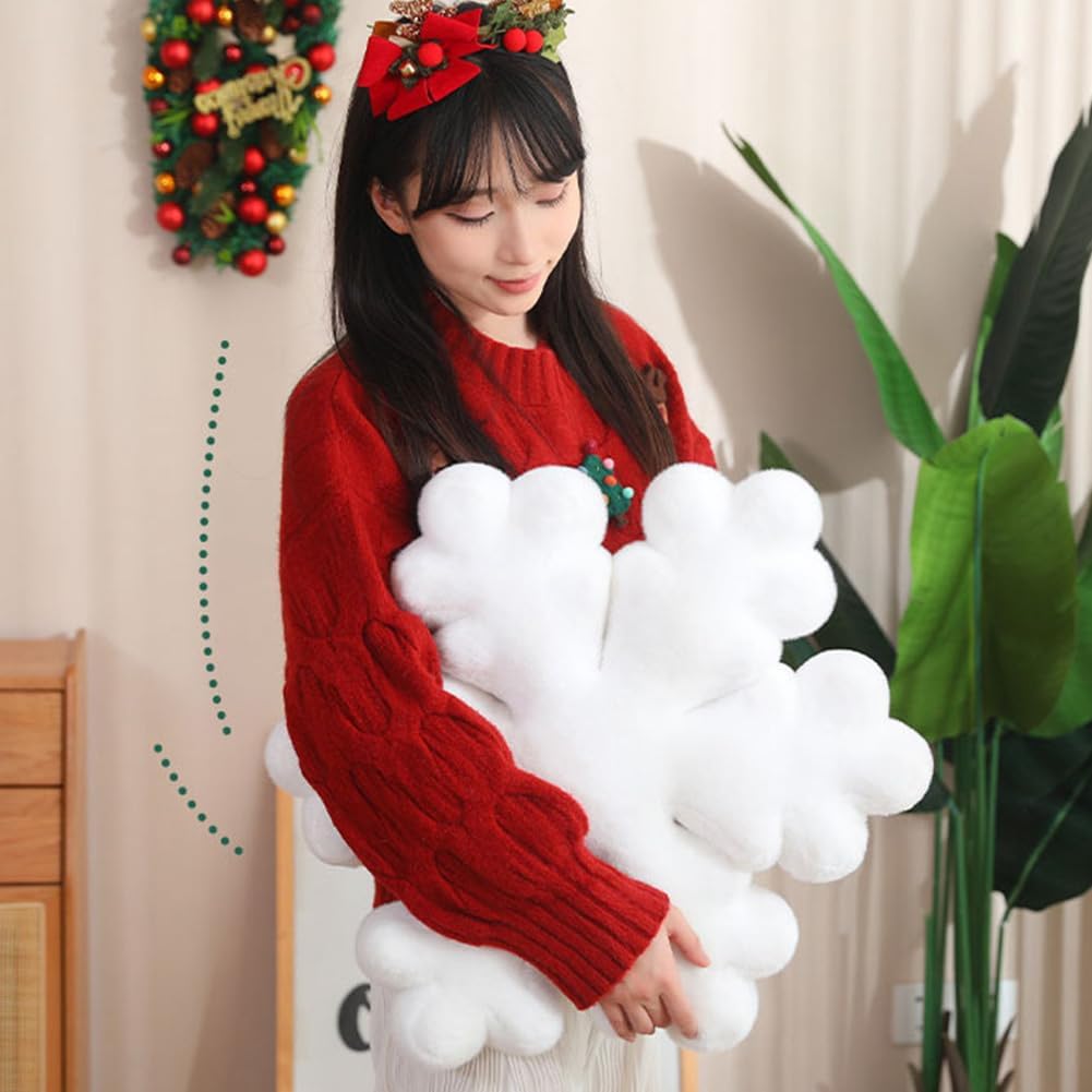 Snowflake Winter Throw Pillows,Stuffed Snowflake Shaped Pillow,Cute Soft Snowflake Throw Pillow Decorative,Christmas Pillows for Party Outdoor Home Cushion Decorations (1, 24inch)