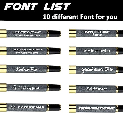 Miniatura 2 de Ancolo Bolígrafo de negocios personalizado recargable de calidad con 10 repuestos de tinta negra adicionales, grabado personalizado con tu nombre o