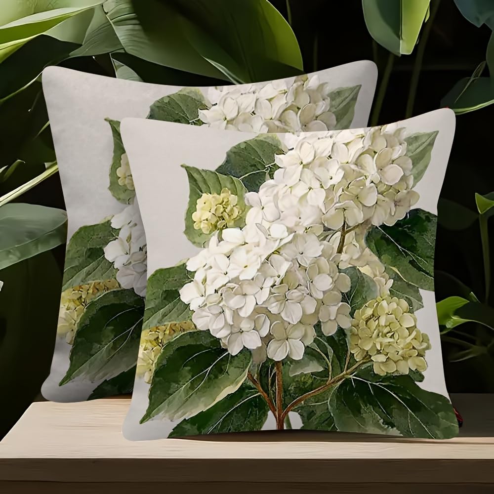 PVOODIRE Linen Floral Cushion Covers 45x45 2 Pack-Cute Stuff Throw Pillow Covers for Home Patio Beige Decor Fits 45cm x 45cm Cushions — image 1