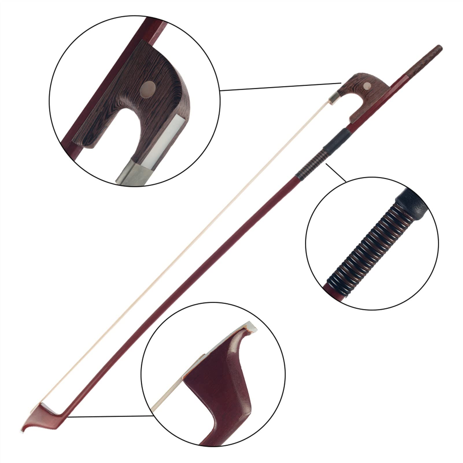 TSTS 3/4 4/4 Kontrabass Brasilholzbogen Weißer Rosshaarbogen Schülerbogen Anfängergebrauch Student Violinbogen (Color : 3/4)
