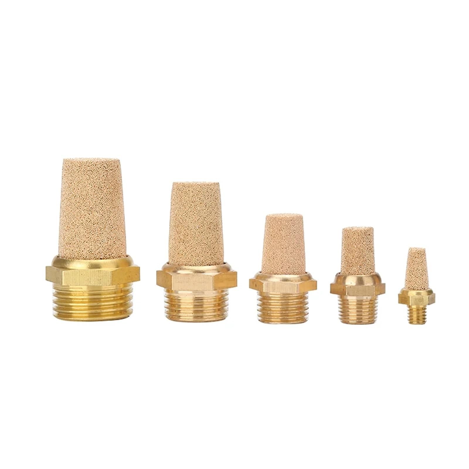 Silencieux pneumatique en laiton réglable Long court 1/8 1/4 3/8 1/2 filetage mâle 1 pièces(Long-02)