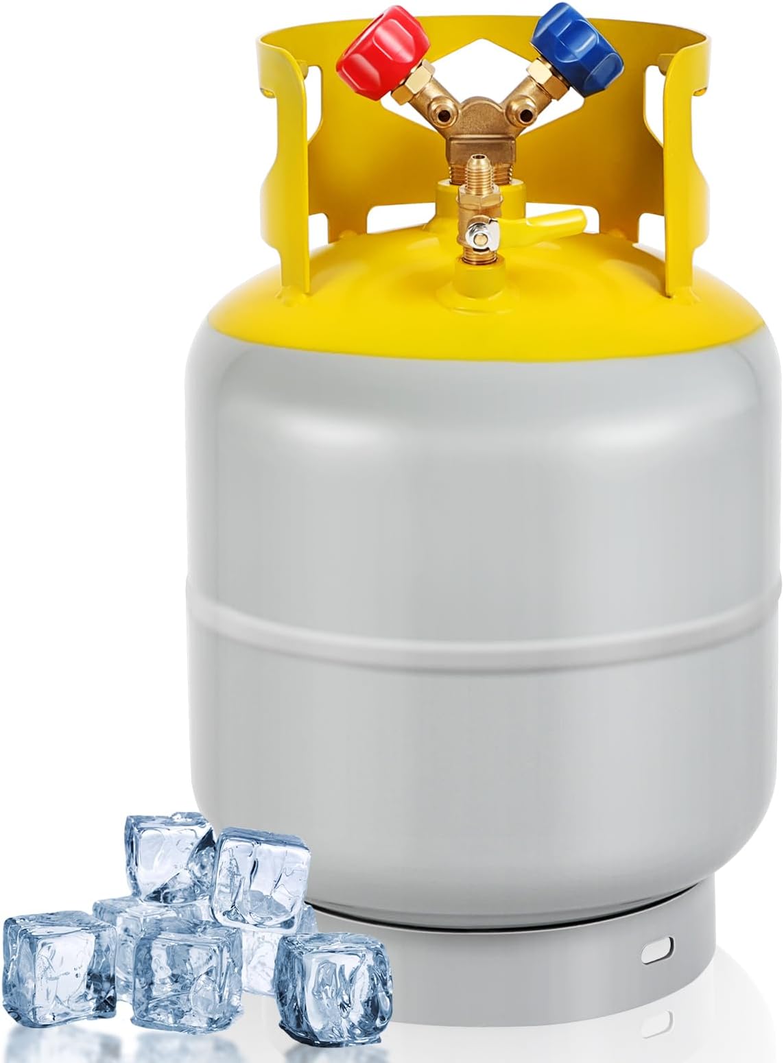 FAHKNS 30 LB Refrigerant Recovery Tank HVAC Freon Refrigerant Cylinder Tank can for R12, R22, R134A, R410A etc Refrigerant with 1/4 SAE Y-Valve Liquid/Vapor Reclaim Tank Reusable