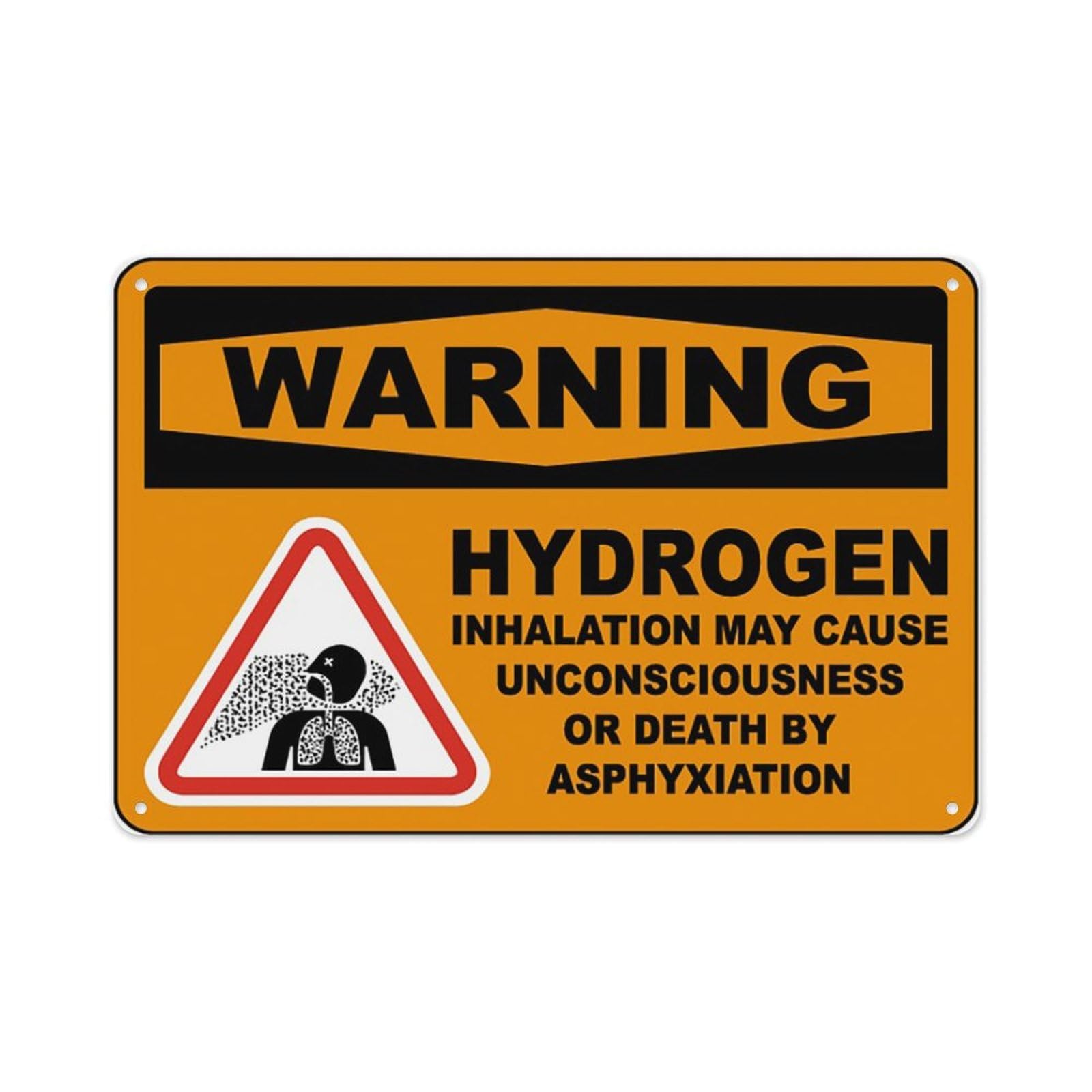 peiyeety Warning Hydrogen Inhalation Sign Aluminum Tin Warning Signs For Home Outdoor Garden 12X16 Inches