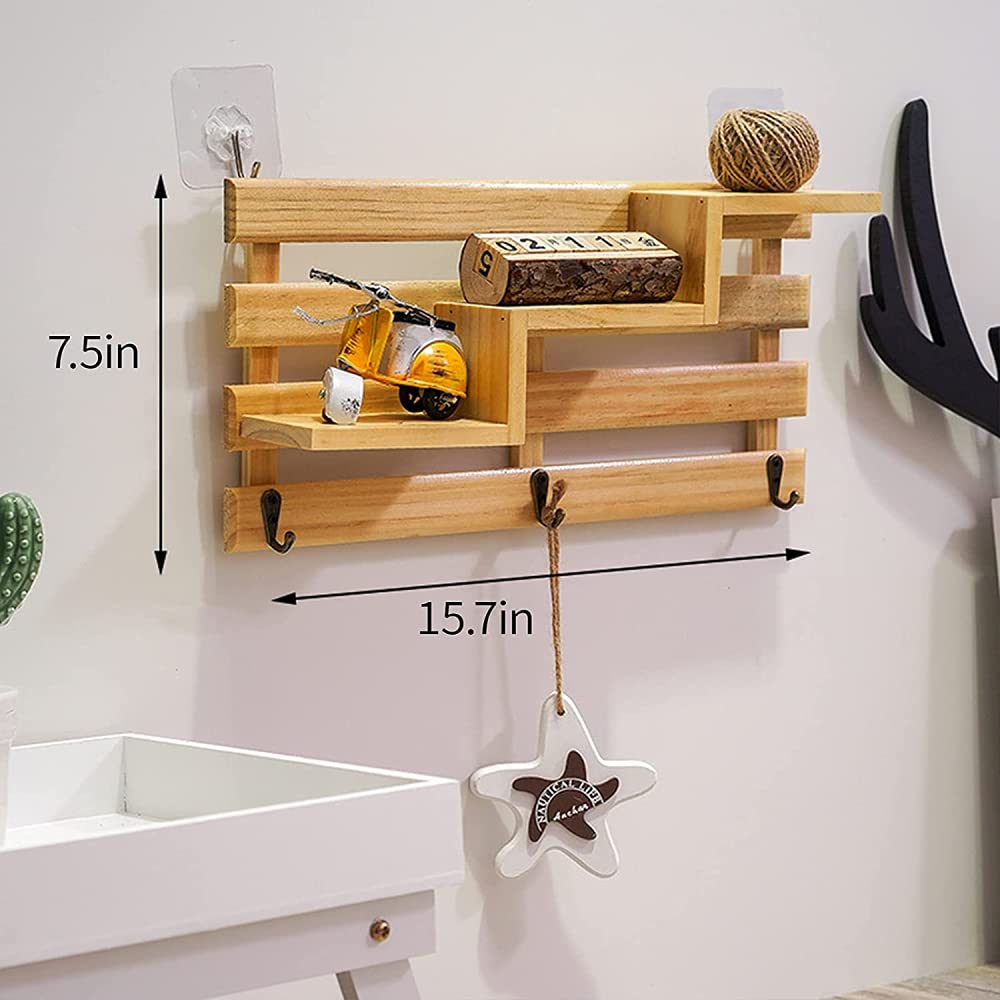 Appendiabiti Da Parete Con Mensola, Appendiabiti In Legno Con Mensola Per Cappelli Per Ingresso E Fango, Mensola Da Parete Con Ganci Sottostanti
