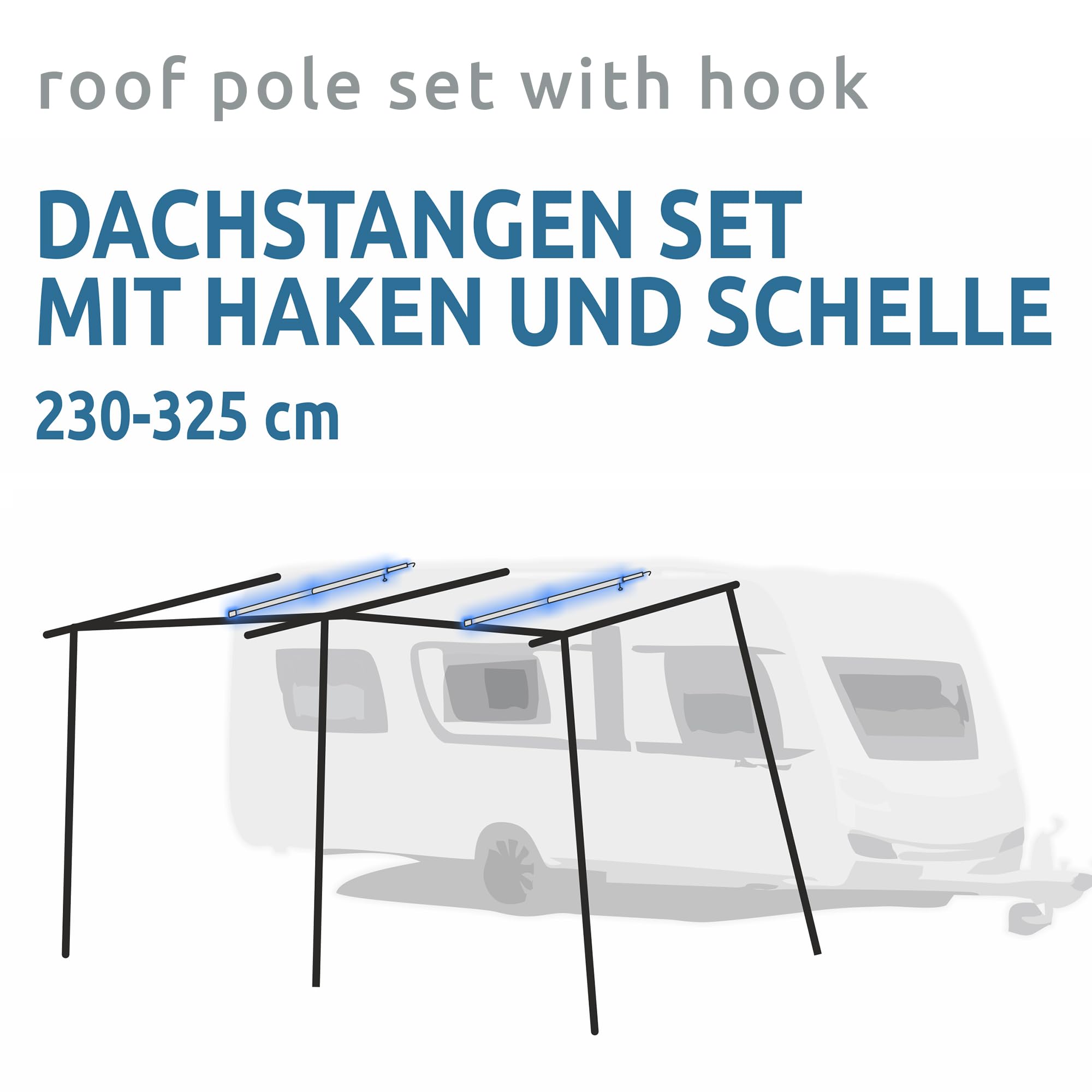 GEAR Roof Pole Set - Juego de 2 barras telescópicas con gancho para techo de aluminio (230-325 cm)