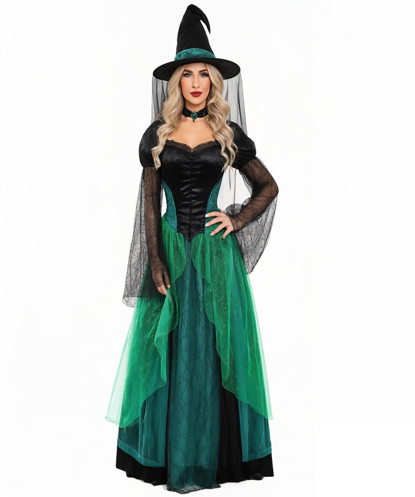 GOLDSTITCH Womens Halloween Costumes Deluxe Adult Witch Dress Costumes