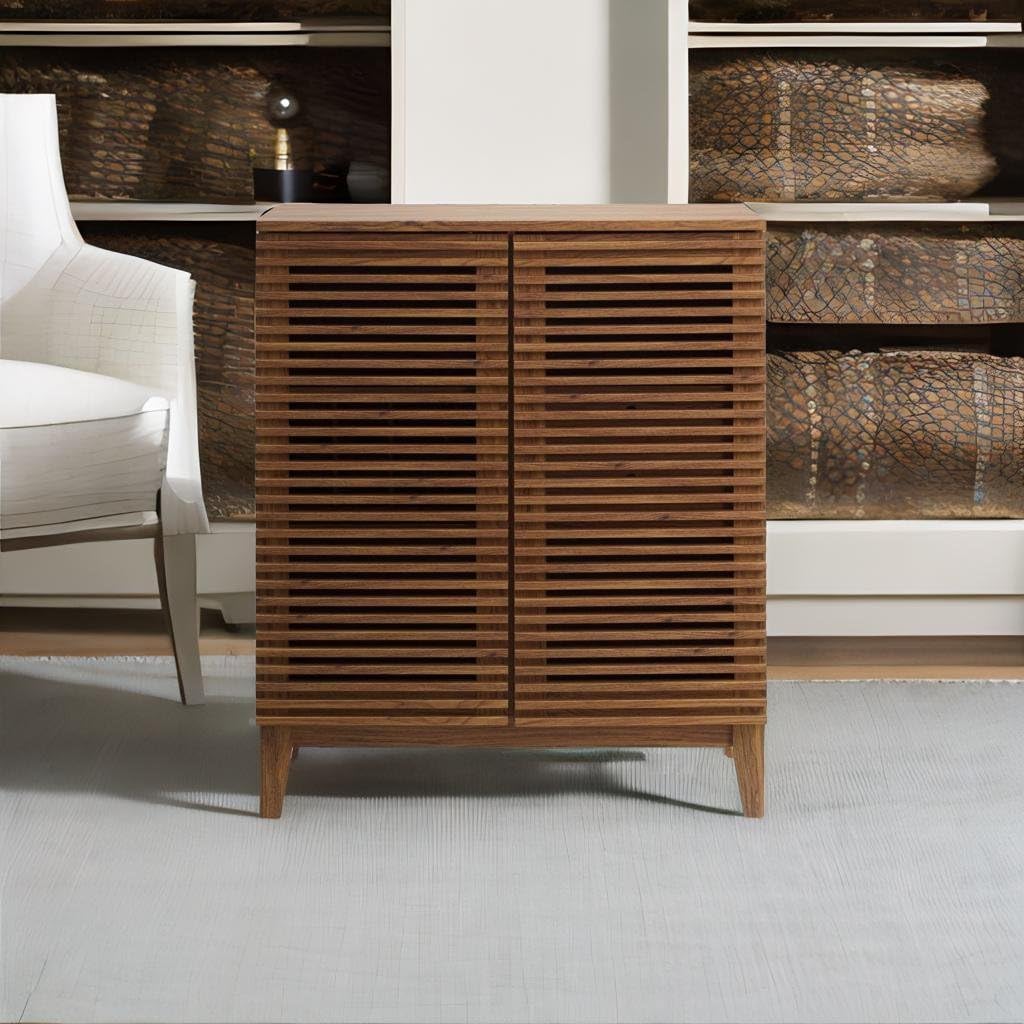 Ergode Exquisite Render Bar Cabinet: Mid-Century Modern Walnut Storage Solution