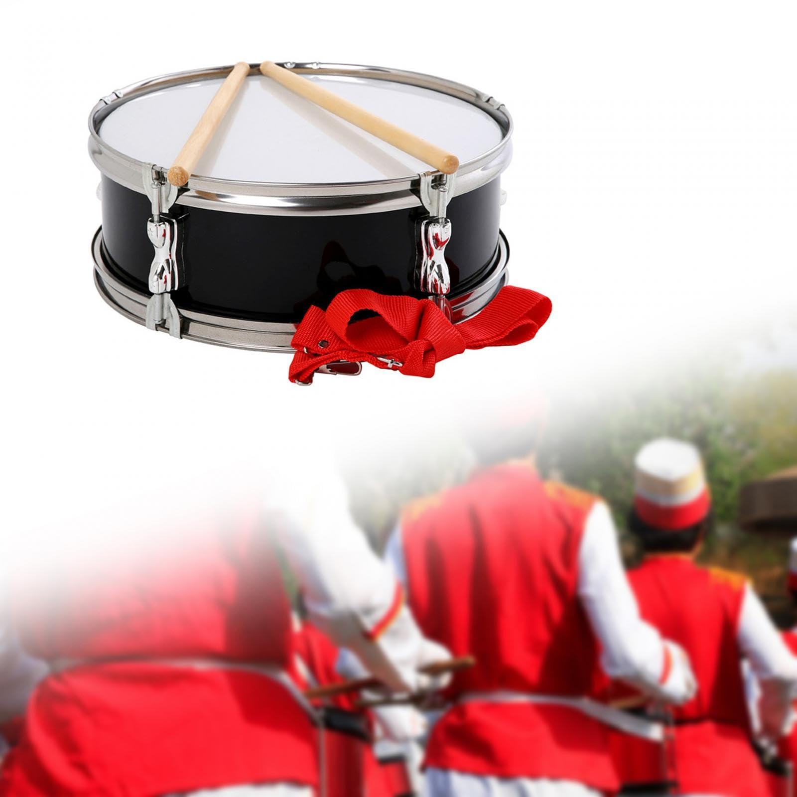 kowaku Instrumento de Percusión de Tambor de 13 Pulgadas con Correa para El Hombro Tambores de Música Portátiles Instrumentos Musicales para Niños Principian, Negro