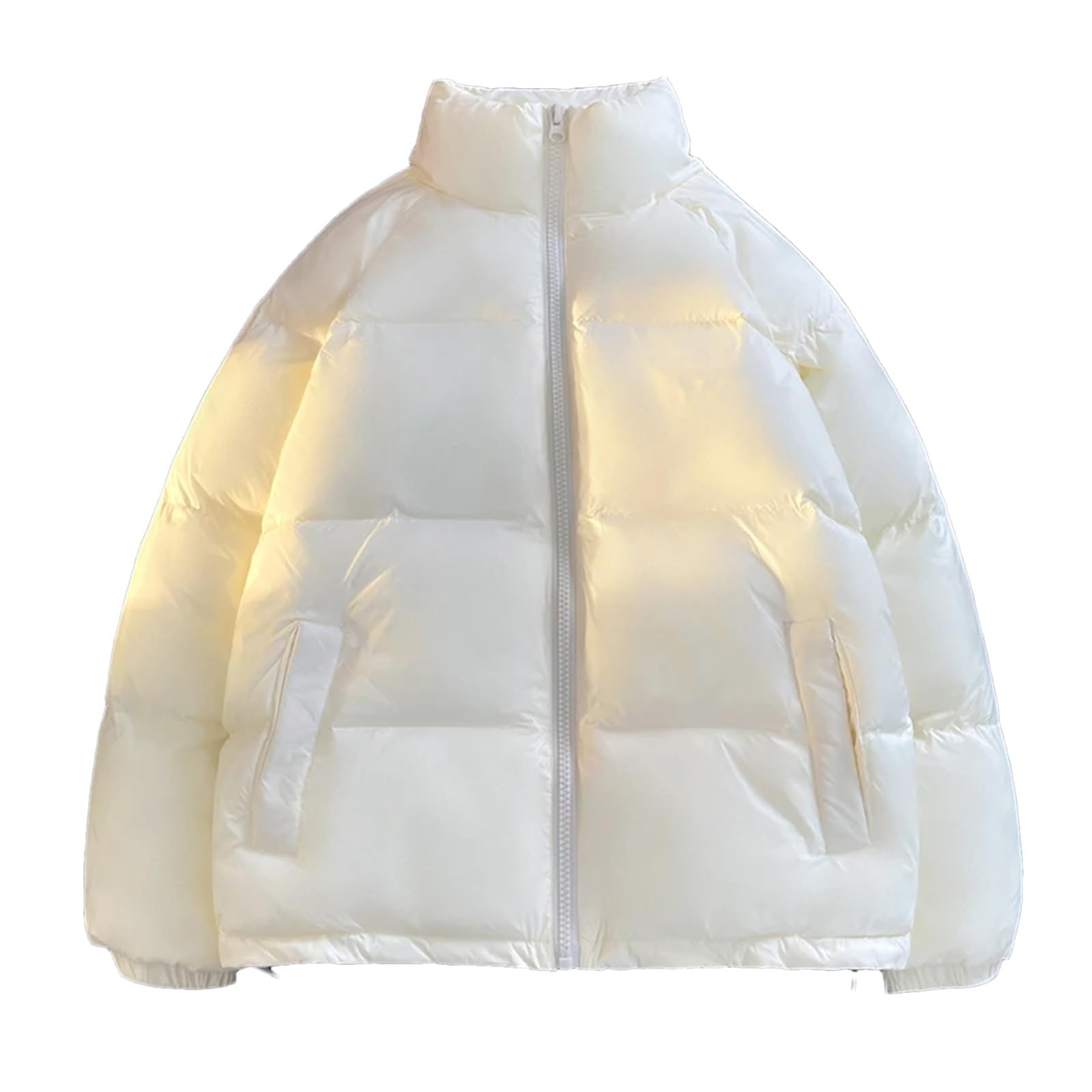 Dcvmvmn Mens Winter Stand Collar Long Sleeve Down Jackets Casual Thick Warm Short Puffer Coats